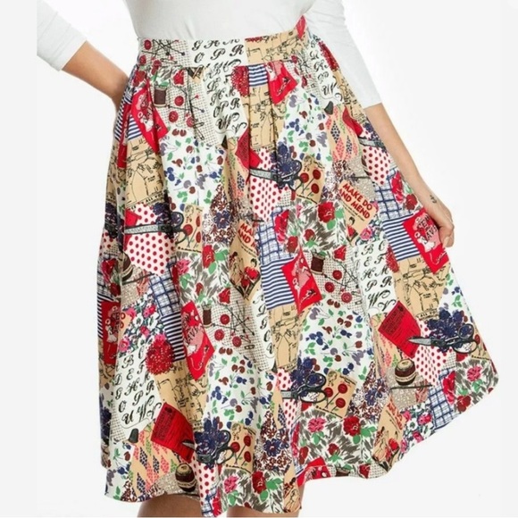 Lindy Bop Pryia Cream Patchwork Skirt size 8 Vintage Inspired Granny Retro - Picture 1 of 12